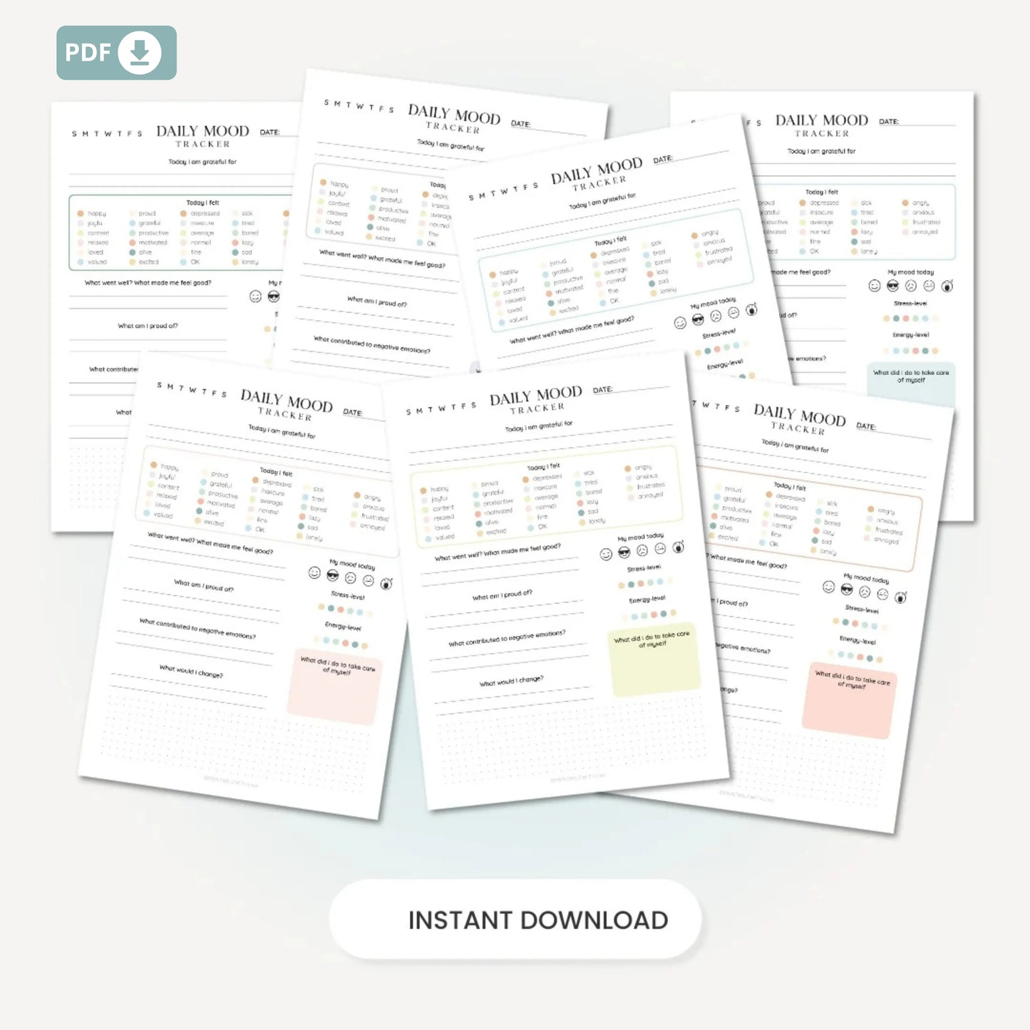 Daily Mood Tracker Printable β Self-Care and Mental Health Journal πποΈ