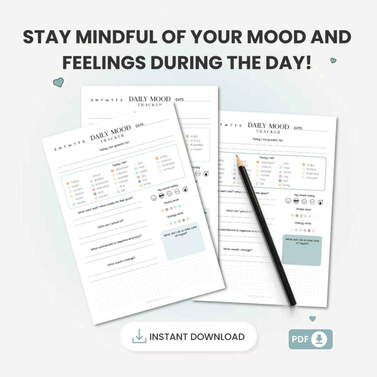Daily Mood Tracker Printable β Self-Care and Mental Health Journal πποΈ