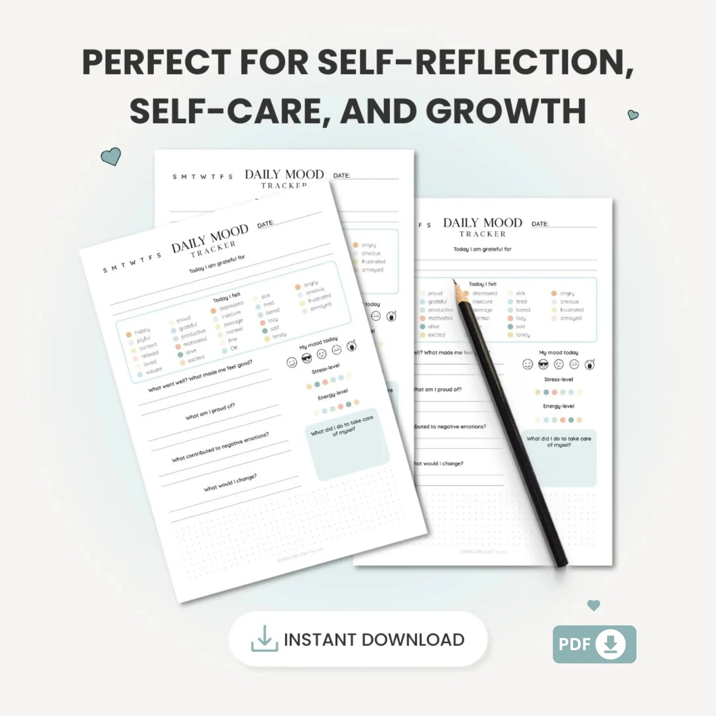 Daily Mood Tracker Printable β Self-Care and Mental Health Journal πποΈ