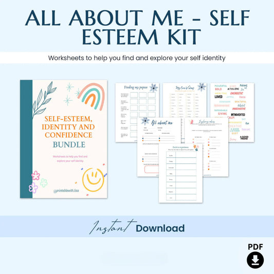 Teen Mega Mental Health Bundle – Digital Therapy Worksheets for Healing, Anxiety, and Self-Esteem