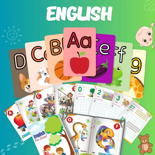 English Preschool Learning Kit – Alphabet Flashcards, Activity Worksheets & Phonics Practice for Kids