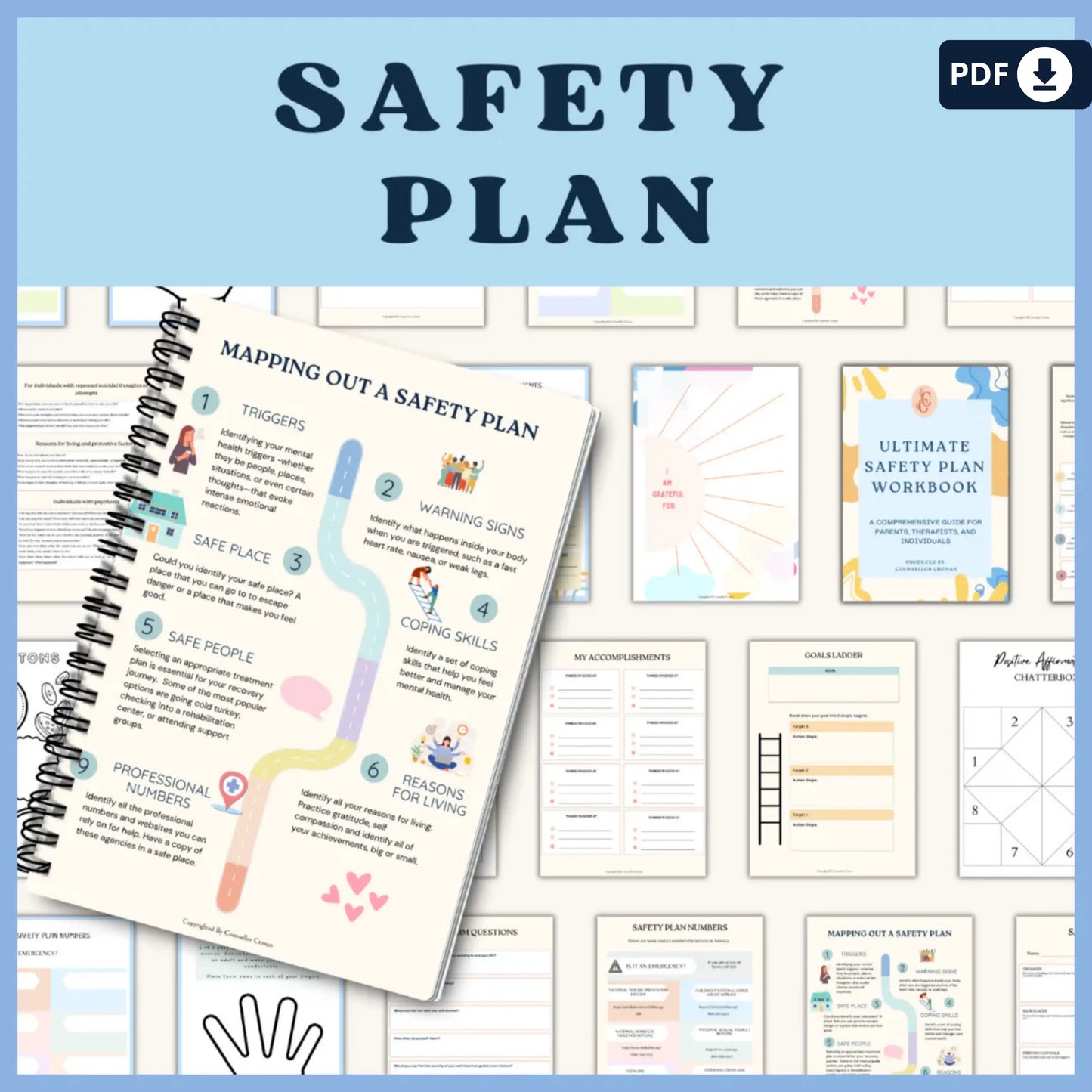 The Kids Ultimate Mental Well-Being Kit – Printable Emotional Regulation & Therapy Workbook Set