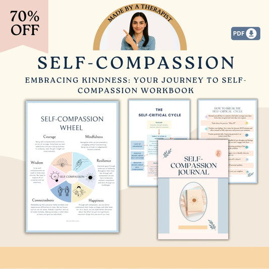 Self-Compassion Journal – 25 Printable Worksheets for Emotional Healing, Mindful Reflection & Self-Kindness