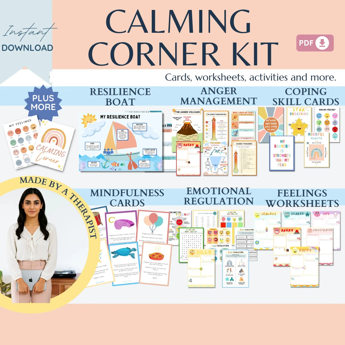 Kids Calming Corner Bundle – Printable Activities for Emotional Regulation, Breathing, and Relaxation