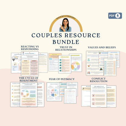 Couples Therapy Resource Bundle – Printable Worksheets & Communication Tools for Connection, Trust & Intimacy