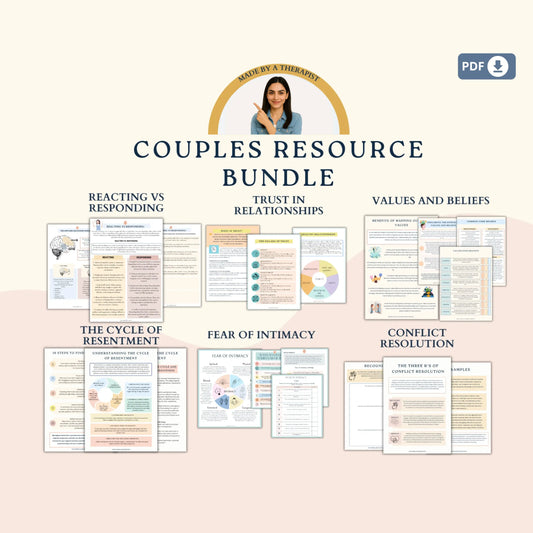 Couples Therapy Resource Bundle – Printable Worksheets & Communication Tools for Connection, Trust & Intimacy