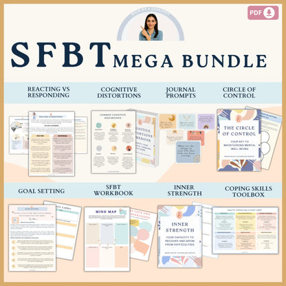 Solution-Focused Therapy Mega Bundle – Printable SFBT Worksheets, Tools & Positive Quotes