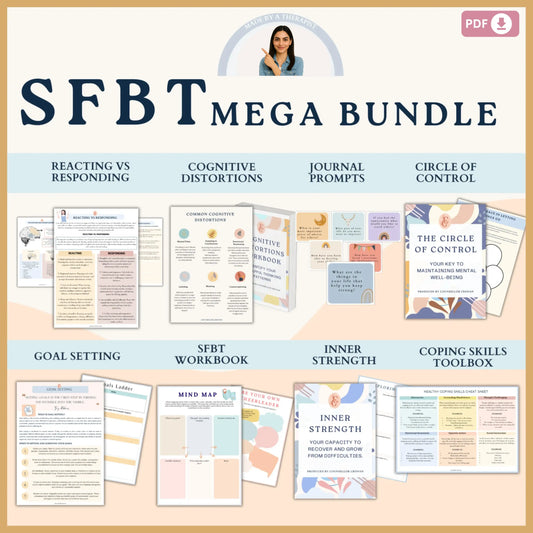 Solution-Focused Therapy Mega Bundle – Printable SFBT Worksheets, Tools & Positive Quotes