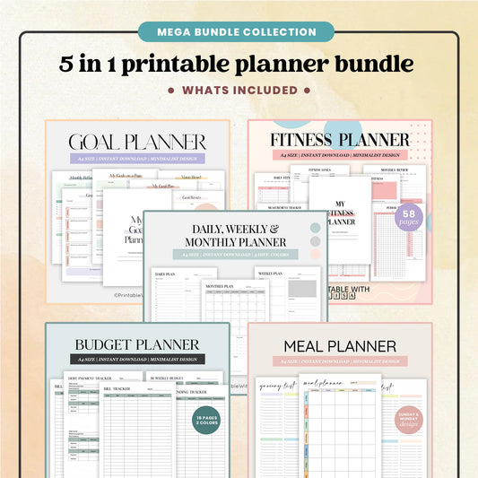 5 In 1 Printable Planner Bundle