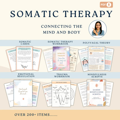 Somatic Therapy Bundle – Printable Trauma Recovery Tools, Polyvagal Theory Charts & Body-Based Healing Exercises