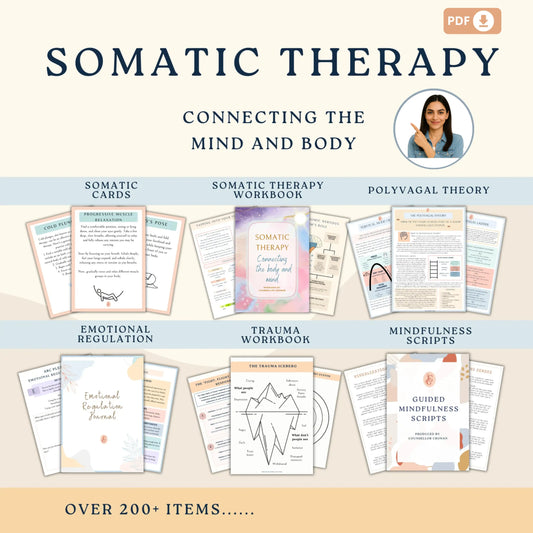 Somatic Therapy Bundle – Printable Trauma Recovery Tools, Polyvagal Theory Charts & Body-Based Healing Exercises