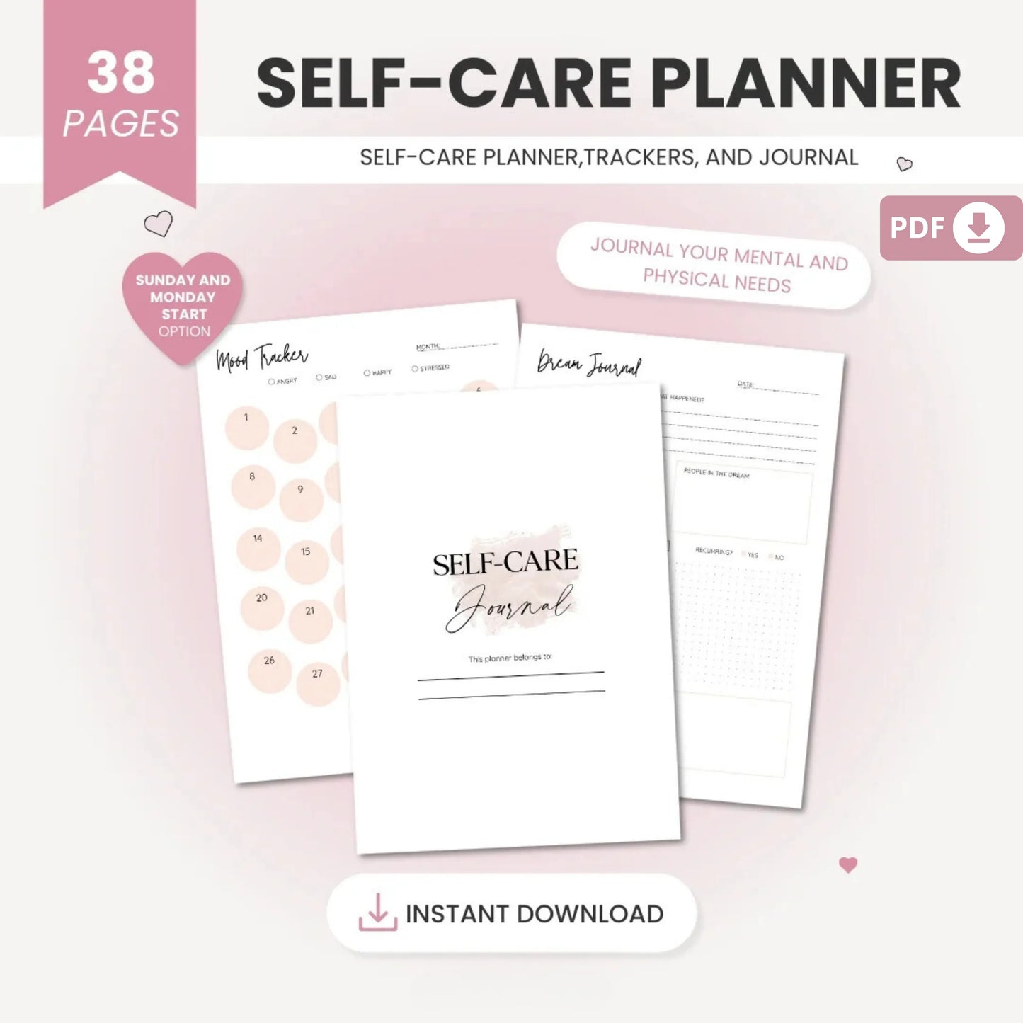 Self-Care Planner Printable – A Journey to Self-Love and Mental Wellness 💖✨
