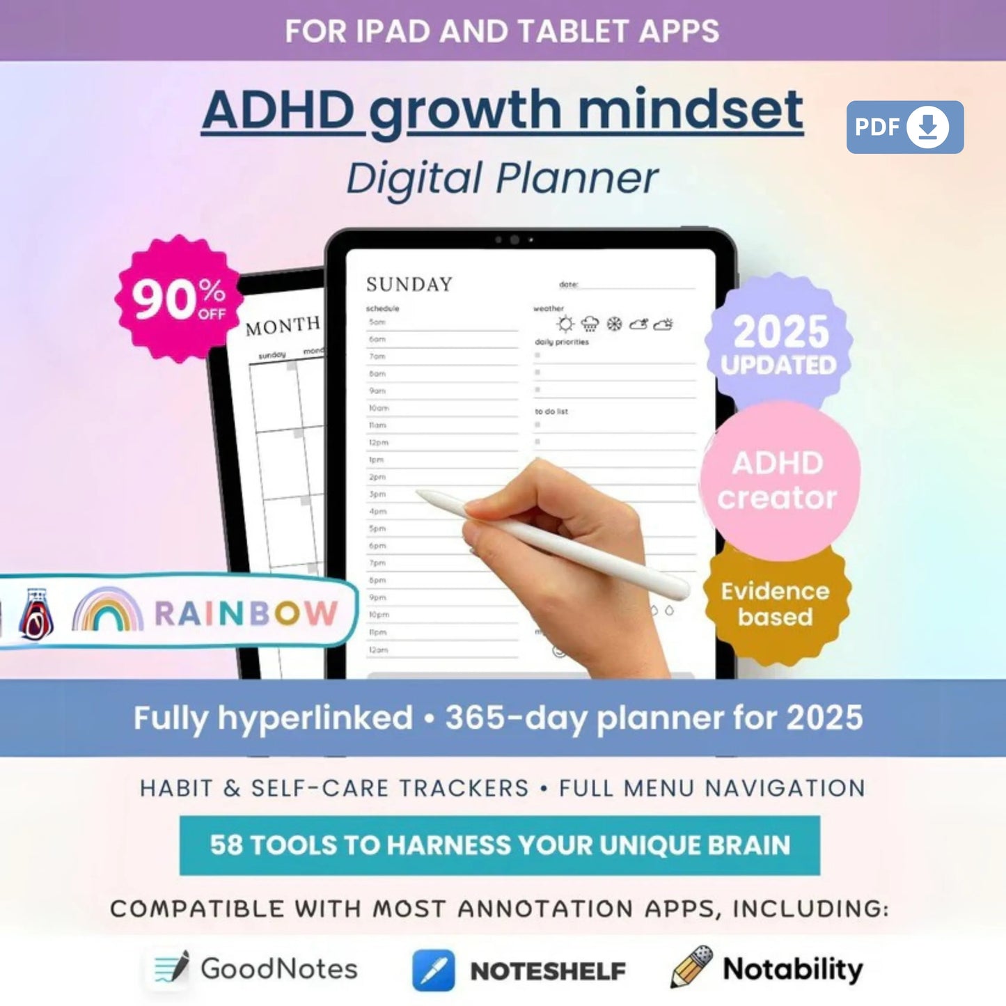 ADHD Digital Planner – Science-Based Organization for Neurodivergent Minds 🌈✨