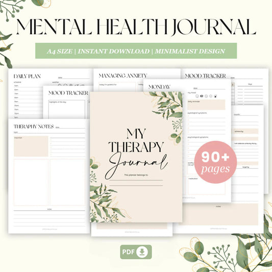 Mental Health Journal Bundle – Anxiety, Self-Care, and Therapy Tools 🌟✨