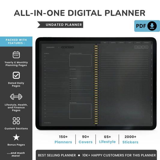 Dark Mode Digital Planner – Stay Organized with Style 🌙✨