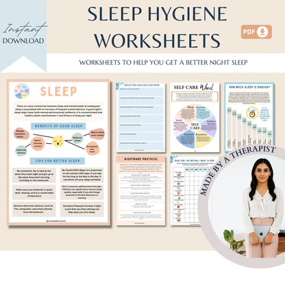 Sleep Hygiene Workbook – 14 Printable Worksheets to Improve Sleep Quality & Mental Wellness