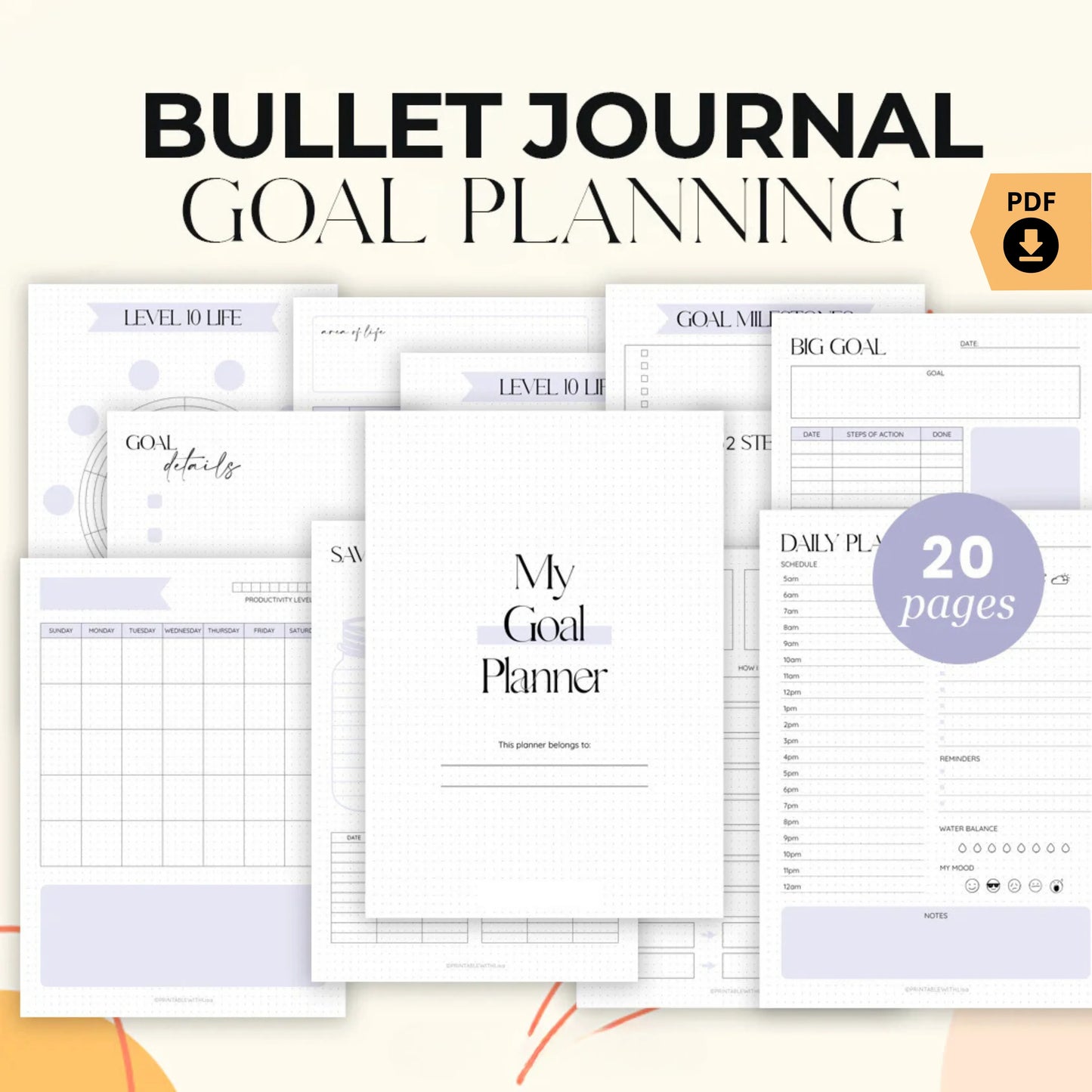 Bullet Journal Goal Planner Printable – Achieve Your Dreams with Clarity 🎯✨