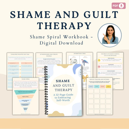 Overcoming Shame Workbook | Healing Shame Spiral | Therapy Worksheets for Self-Worth