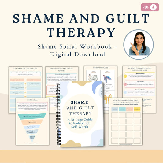 Overcoming Shame Workbook | Healing Shame Spiral | Therapy Worksheets for Self-Worth