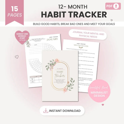 Circle Daily Habit Tracker – 12-Month Printable Tracker 🌈✨