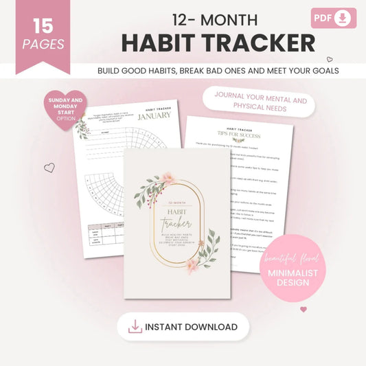 Circle Daily Habit Tracker – 12-Month Printable Tracker 🌈✨
