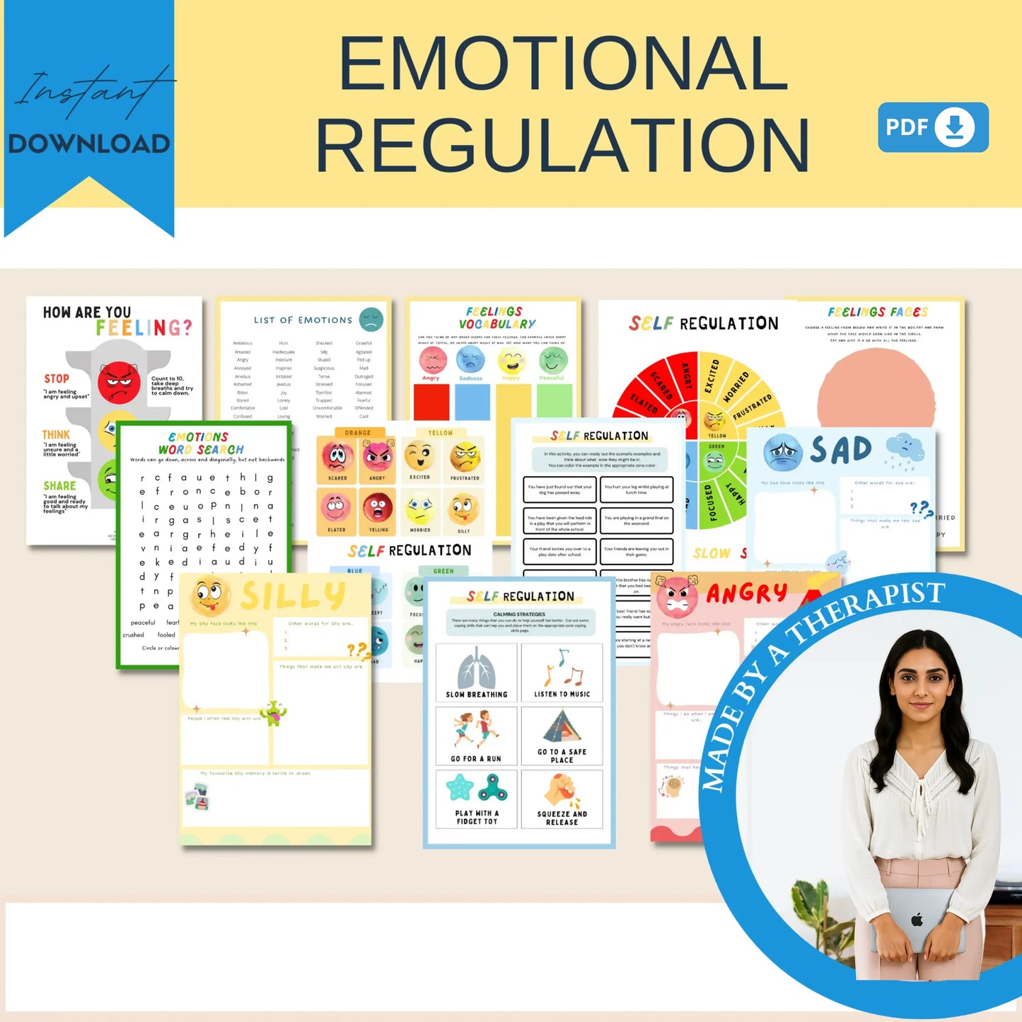 Emotional Regulation Worksheets – 27 Printable Tools for Zones of Self-Regulation, Coping Skills & Emotional Awareness