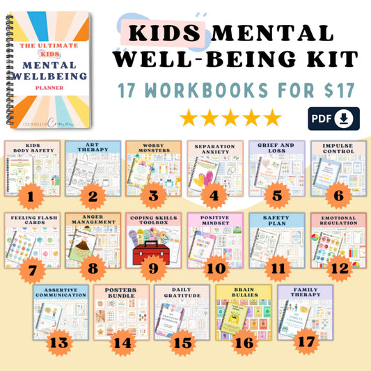 The Kids Ultimate Mental Well-Being Kit – Printable Emotional Regulation & Therapy Workbook Set