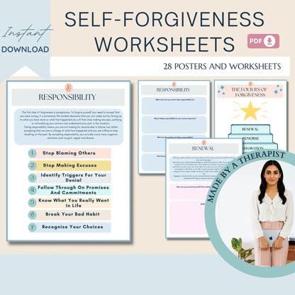 Self-Forgiveness Workbook – Printable Healing Worksheets for Letting Go, Self-Worth & Inner Peace