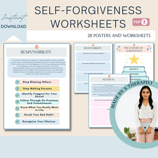 Self-Forgiveness Workbook – Printable Healing Worksheets for Letting Go, Self-Worth & Inner Peace