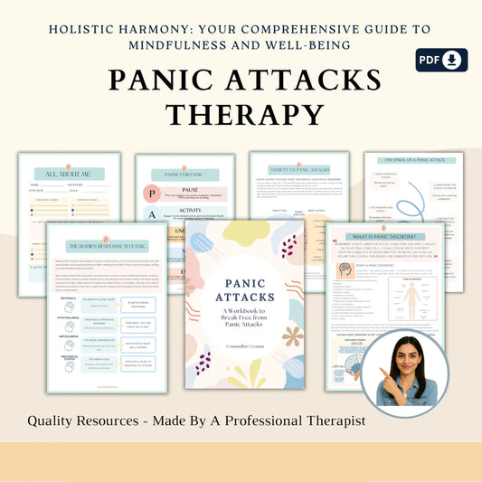 Panic Attacks Workbook & Infographics – Printable Therapy Worksheets for Identifying Triggers & Managing Anxiety