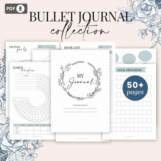 Bullet Journal Printable - Hand Drawn Style - 50+ Pages Bundle ✍️🎨