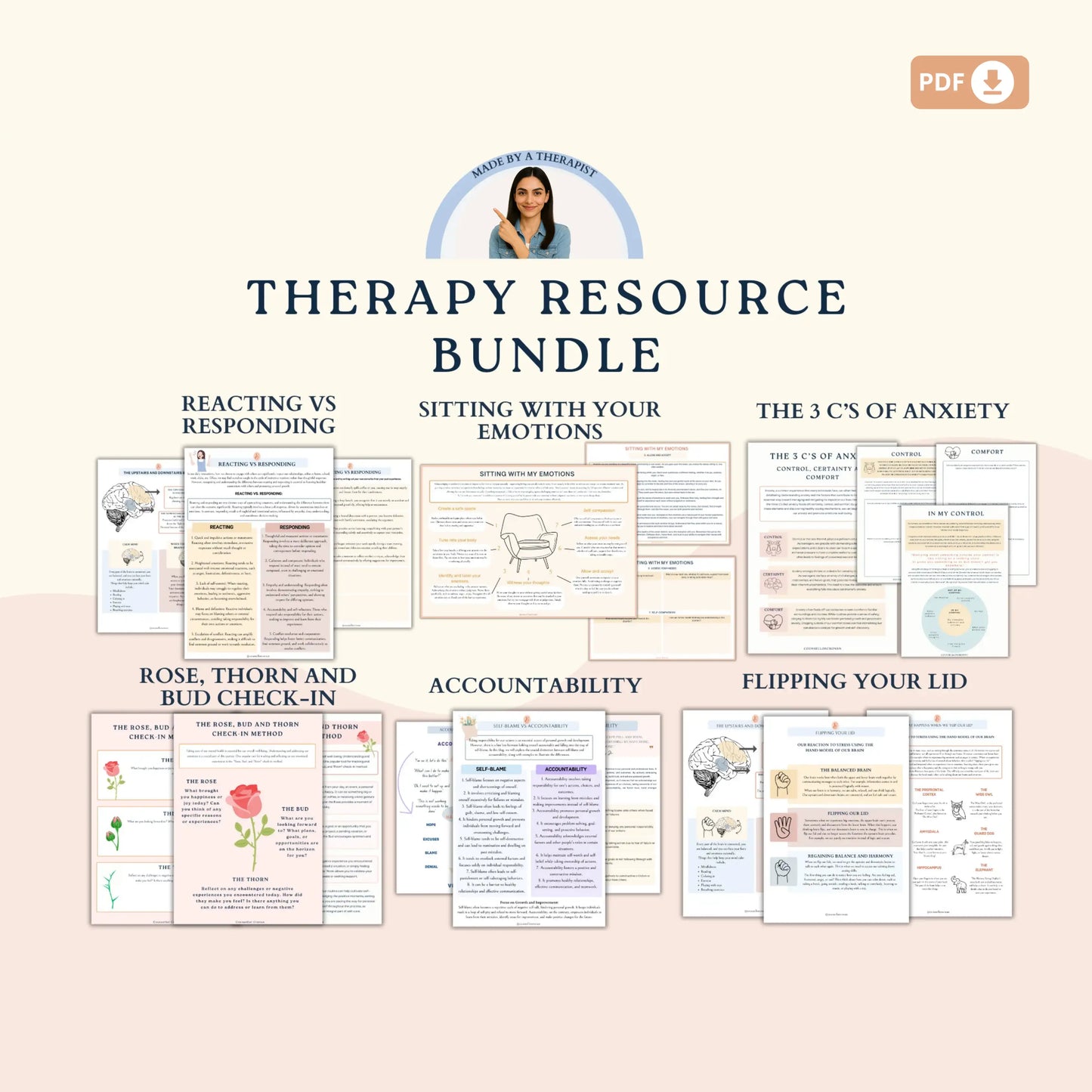 Therapy Resource Counseling Worksheets Bundle – School Counselor & Therapy Toolkit