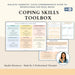 Coping Skills Toolbox Workbook – 22 Printable Pages Exploring 6 Coping Styles for Emotional Regulation & Resilience