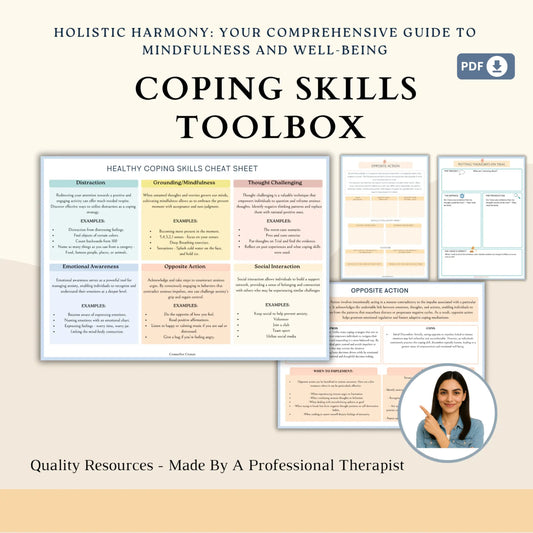 Coping Skills Toolbox Workbook – 22 Printable Pages Exploring 6 Coping Styles for Emotional Regulation & Resilience
