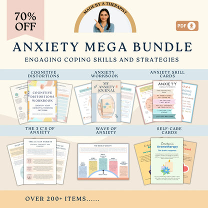 Anxiety Management Mega Bundle – Printable Tools for Coping, Mindfulness & Cognitive Reframing