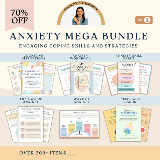 Anxiety Management Mega Bundle – Printable Tools for Coping, Mindfulness & Cognitive Reframing