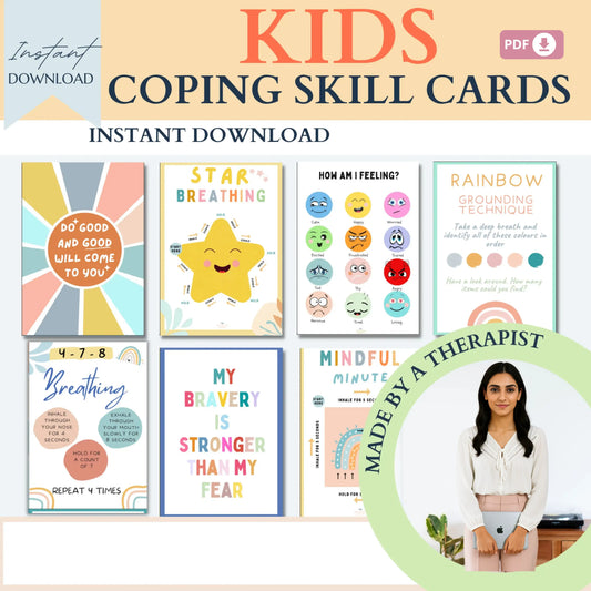 Kids Coping Skills Flash Cards – Printable Self-Regulation & Anxiety Support Cards for Emotional Balance