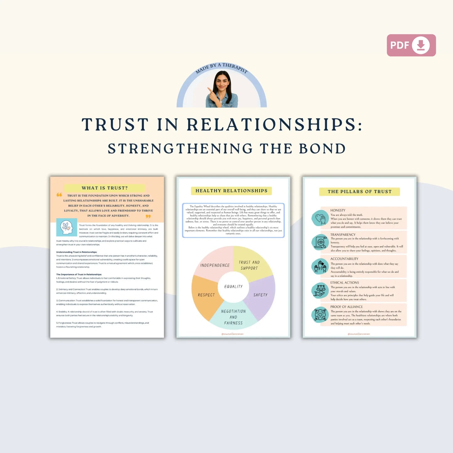 Pillars of Trust Workbook – Printable Couples Counseling & Relationship Therapy Guide to Rebuild and Strengthen Trust