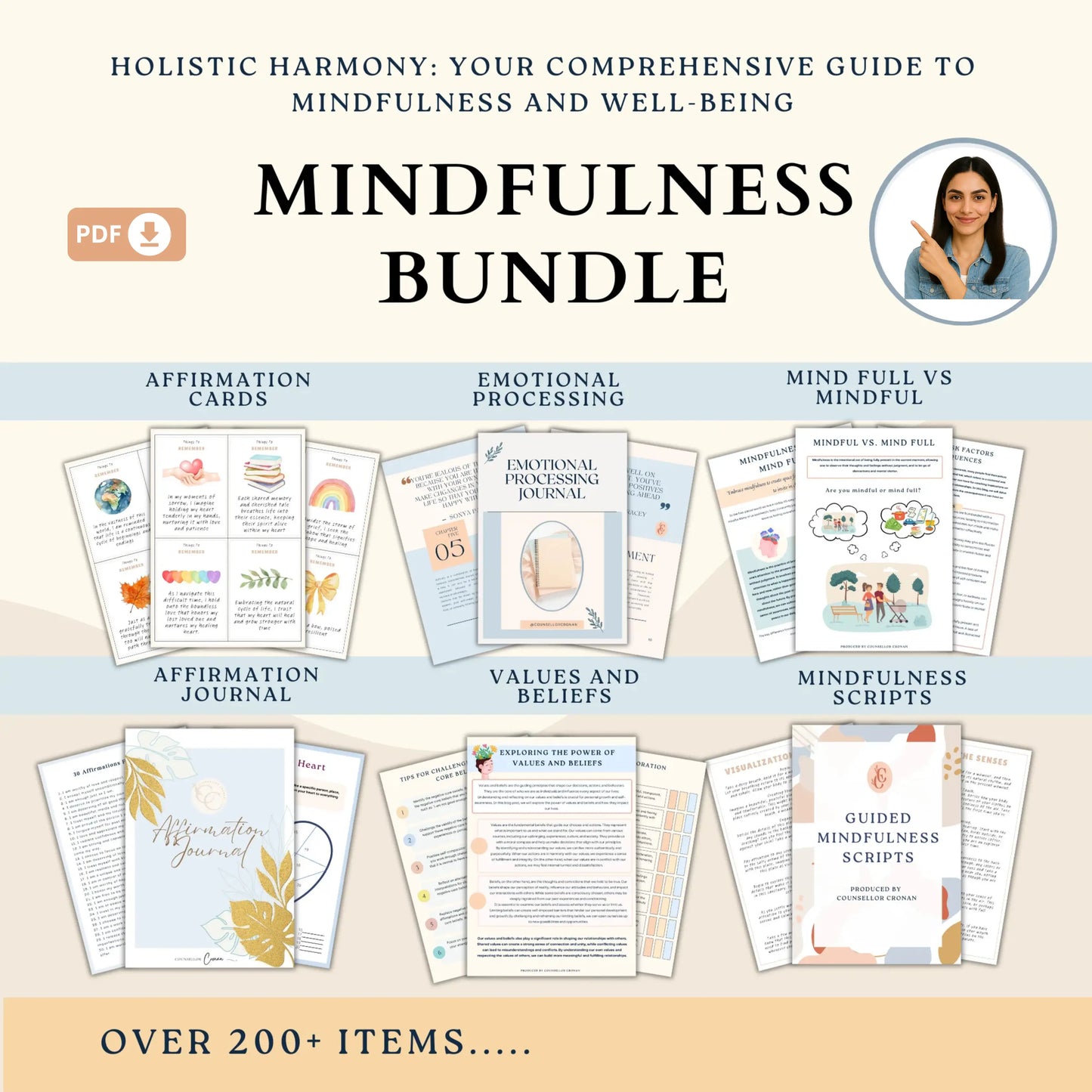 Mindfulness Bundle for Better Peace – Printable Meditations, Affirmations & Journals for Calm & Clarity
