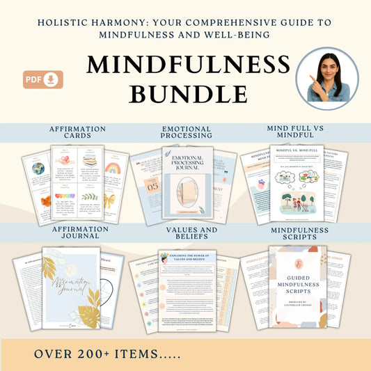 Mindfulness Bundle for Better Peace – Printable Meditations, Affirmations & Journals for Calm & Clarity