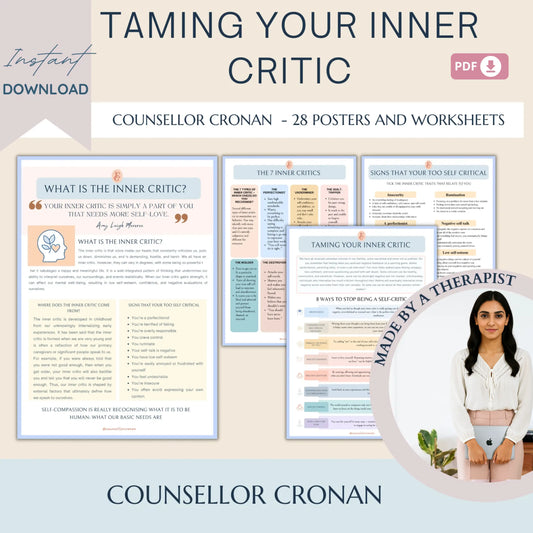 Inner Critic Workbook – 28 Printable Pages to Silence Self-Doubt, Reframe Negative Thoughts & Build Self-Compassion