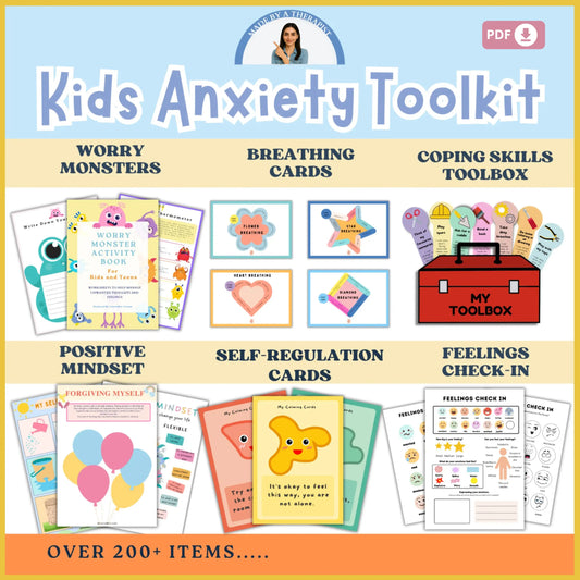 Calm & Confident: Kids’ Anxiety Toolkit – Printable Tools for Emotional Regulation, Mindful Breathing & Positive Thinking
