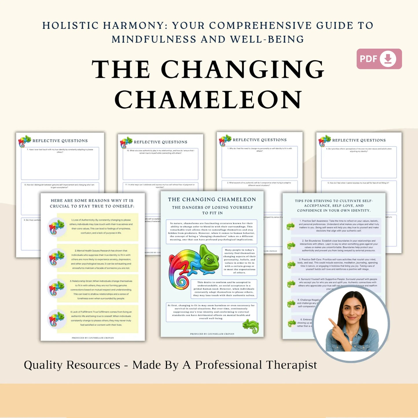 The Changing Chameleon Workbook | Be Your True Self | Self-Acceptance & Identity Reflection