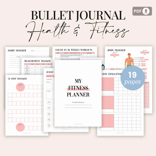Bullet Journal Printable – Health & Fitness Planner 🏋️‍♀️✨