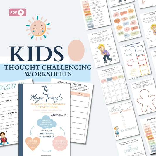 The Magic Triangle CBT Workbook for Kids | Thought-Challenging Activities | Anxiety & Worry Toolbox