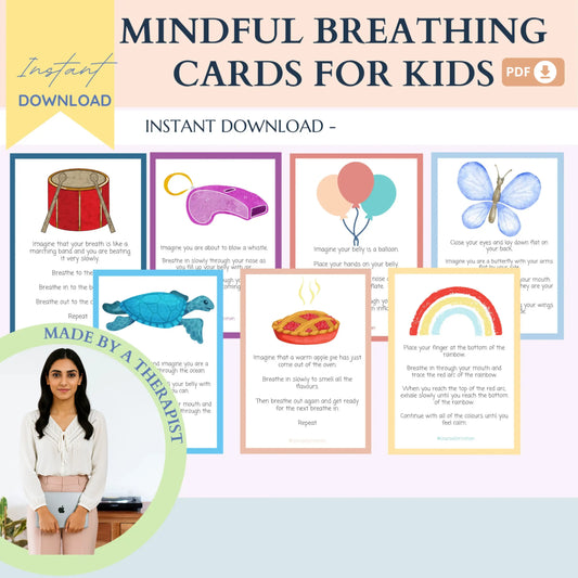 Mindful Breathing Flashcards – 20 Printable Cards for Kids’ Self-Regulation & Calm Down Support