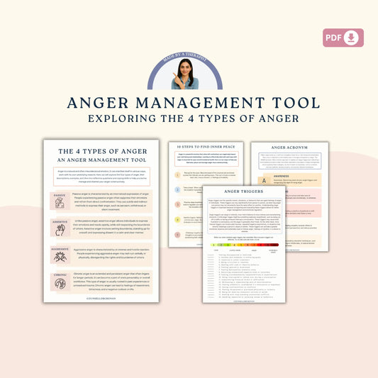 Anger Management Workbook – Printable Emotional Regulation & Self-Control Worksheets | The Four Types of Anger & Coping Tools