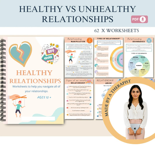 Healthy Relationships Workbook – 62 Printable Pages for Teens on Boundaries, Respect & Mental Wellness