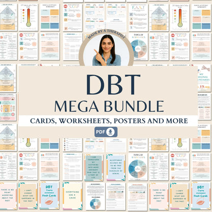 DBT Bundle – Printable Dialectical Behavioral Therapy Worksheets for Mindfulness, Emotional Regulation & Interpersonal Skills