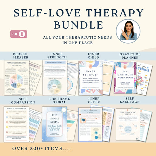 Self-Love Therapy Bundle – 8 Printable Healing Workbooks for Confidence, Inner Peace & Emotional Growth